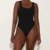 Hunza G Scoop Neck-Domino Swim With Tonal Hoops -